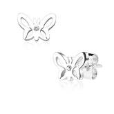 Pair of 316L Surgical Steel CZ Butterfly Stud Earrings